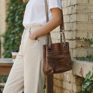 Kate Spade Vintage Animal Print 100% Goat & Cow Suede New York Bucket Bag